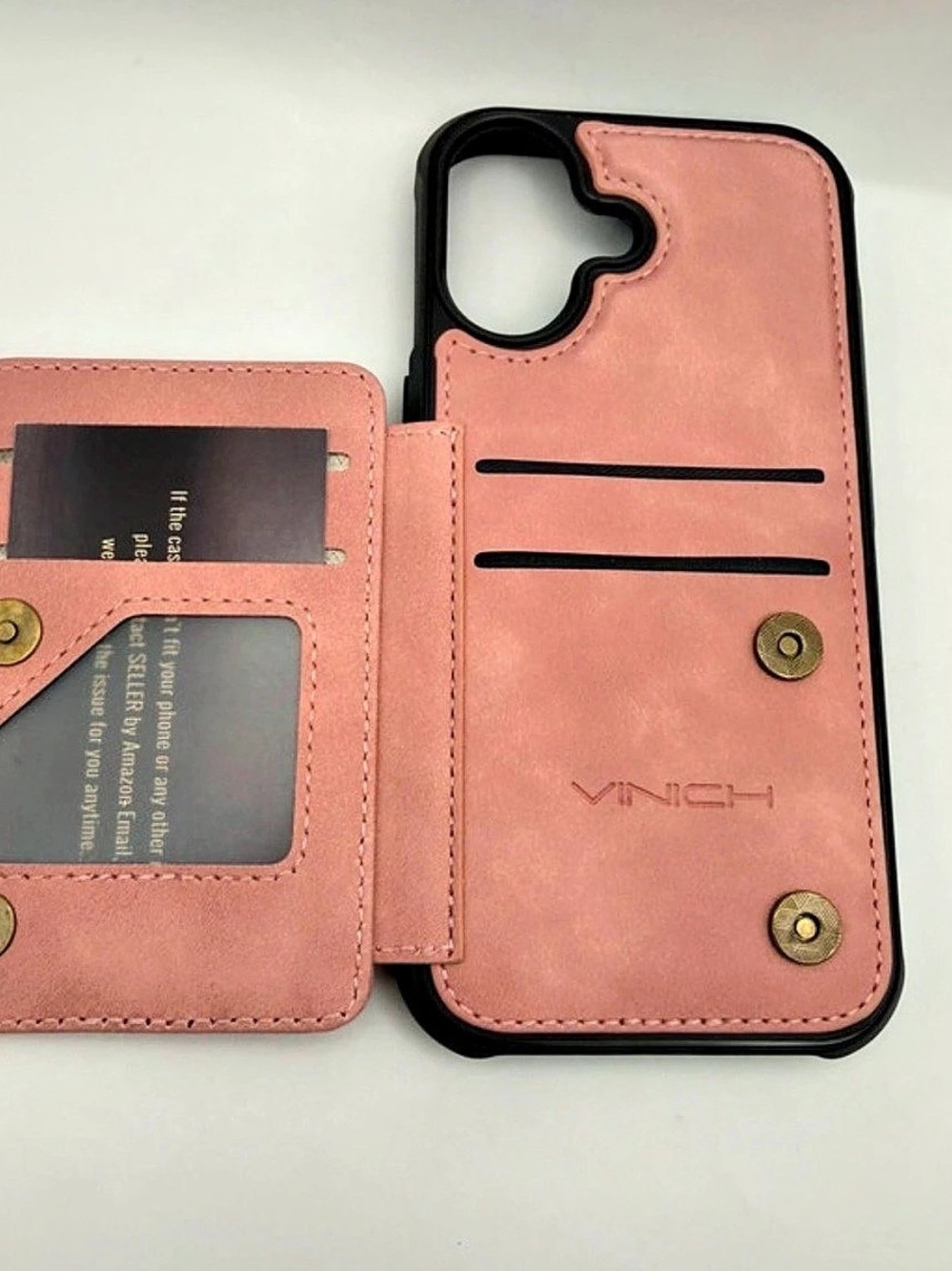 Vinich For IPhone 17 Wallet Case With Card Holder, Rose Pink